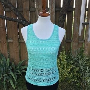 Forever 21 Womens Size S Mint Crochet‎ Sleeveless Blouse